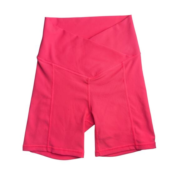 Wilo The Label | Crossover Ribbed Shorts - Size XS, Coral Pink - Picture 7 of 10